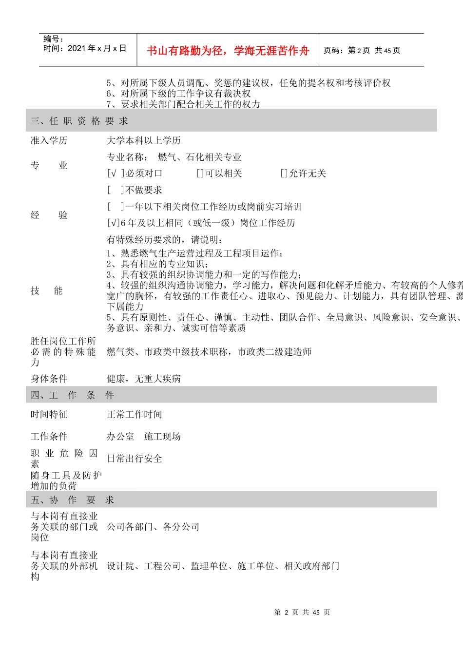 某公司工程技术部经理岗位说明书_第2页