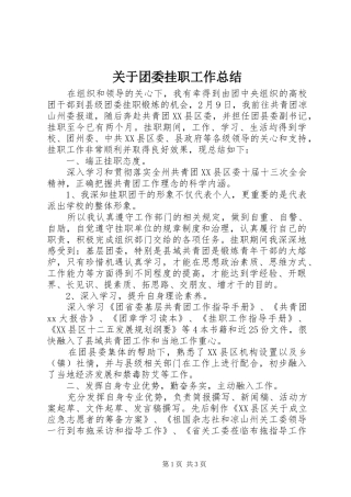 关于团委挂职工作总结