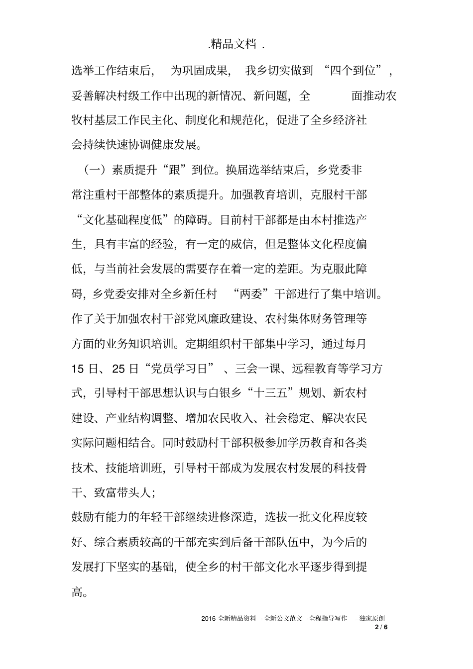 --乡村两委班子换届后运行情况汇报_第2页
