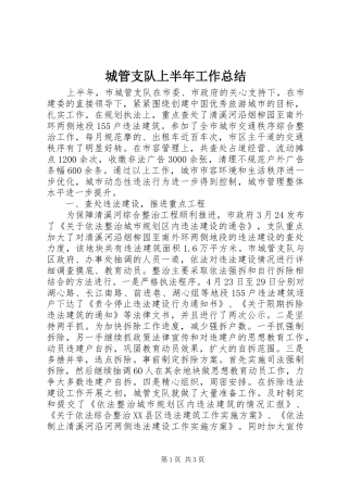 城管支队上半年工作总结