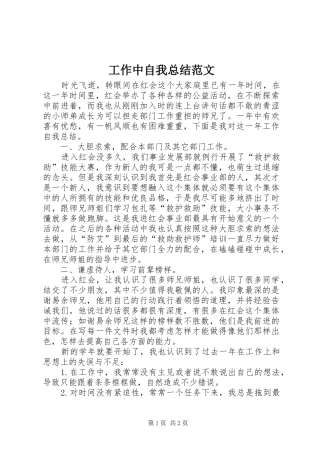 工作中自我总结范文