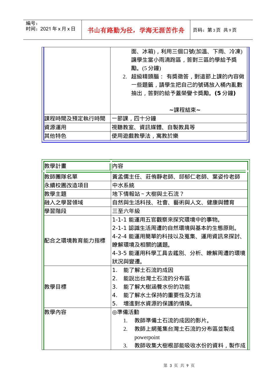 港尾国小永续校园环境教育教学方案_第3页