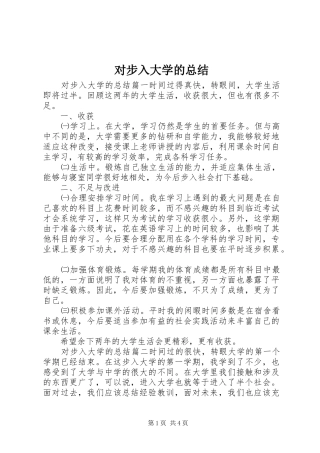 对步入大学的总结