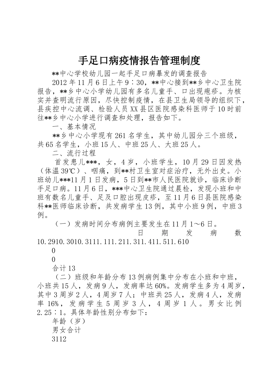 手足口病疫情报告管理规章制度 _第1页