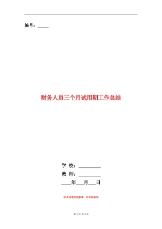 财务人员三个月试用期工作总结