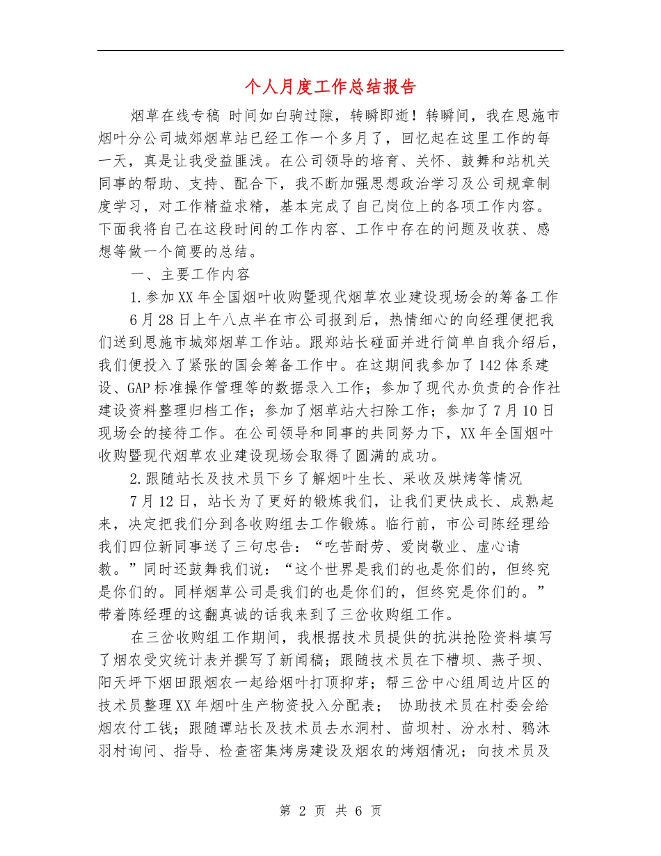 个人月度工作总结报告_第2页