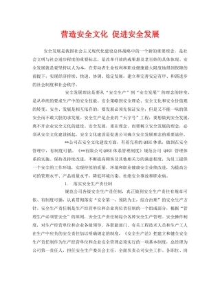 《安全文化》之营造安全文化 促进安全发展 
