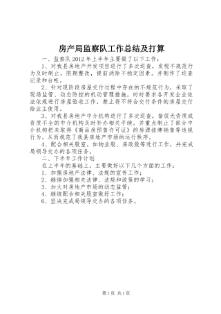 房产局监察队工作总结及打算