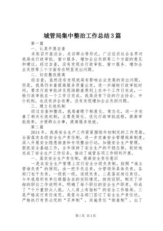 城管局集中整治工作总结3篇