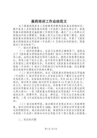基药培训工作总结范文