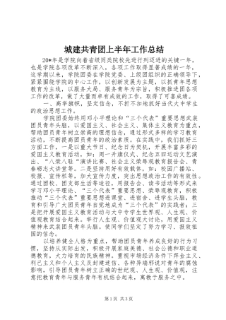 城建共青团上半年工作总结