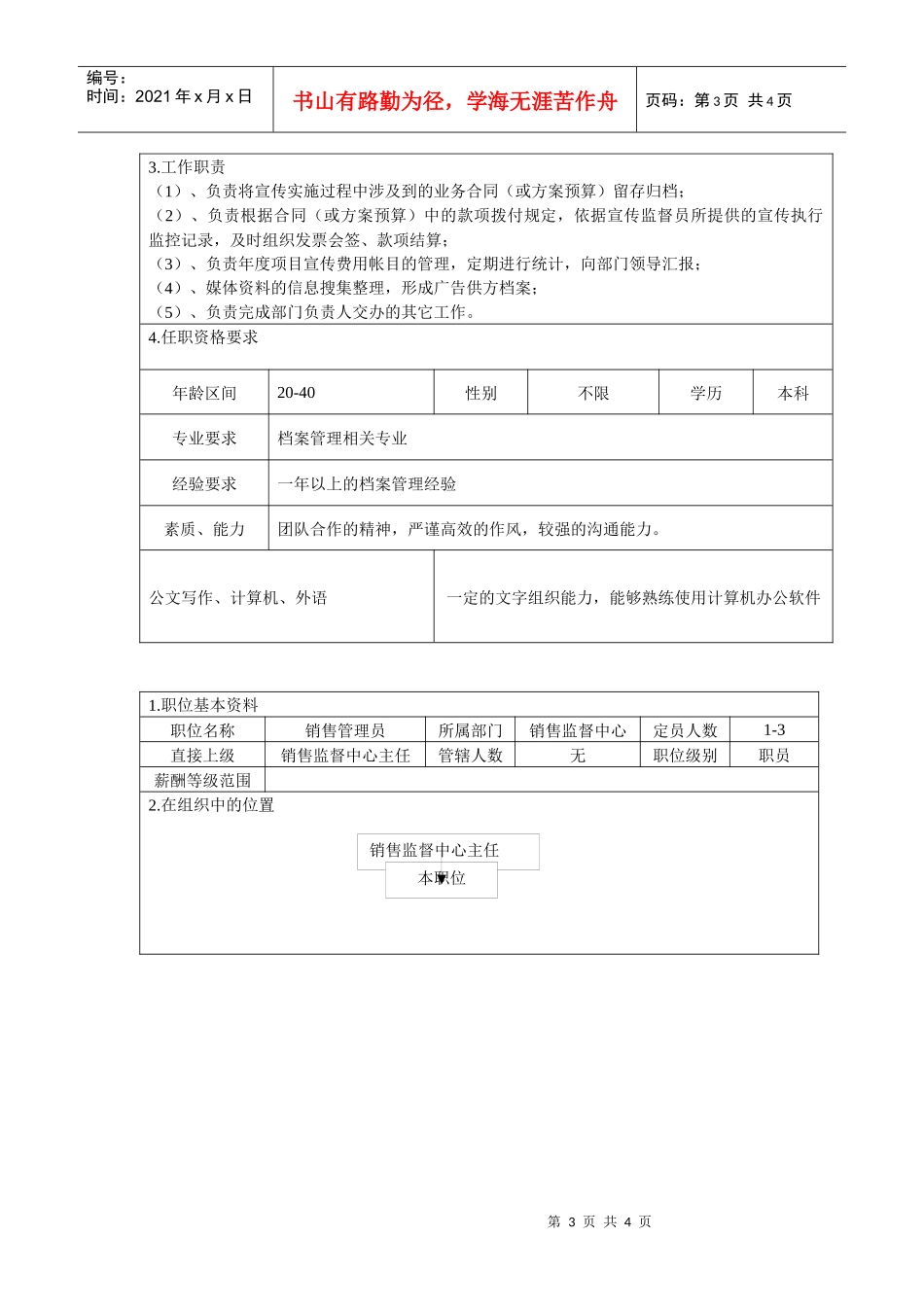 销售监督体系岗位说明书_第3页