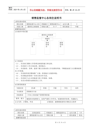 销售监督体系岗位说明书
