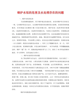《安全技术》之锅炉水垢的危害及水处理存在的问题 