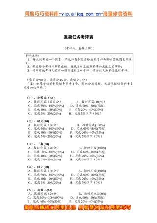 重要任务考评表