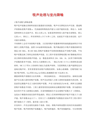 《安全环境-环保技术》之吸声处理与室内降噪 