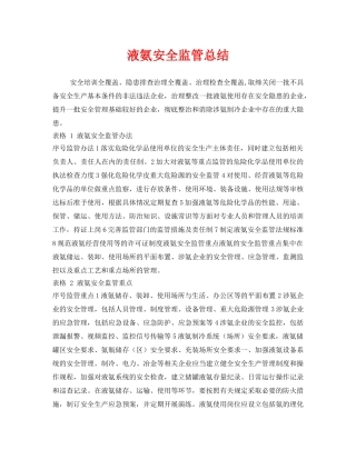 《安全管理文档》之液氨安全监管总结 