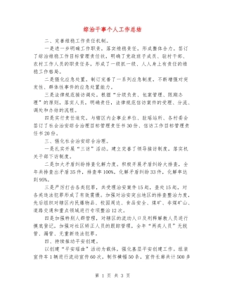 综治干事个人工作总结