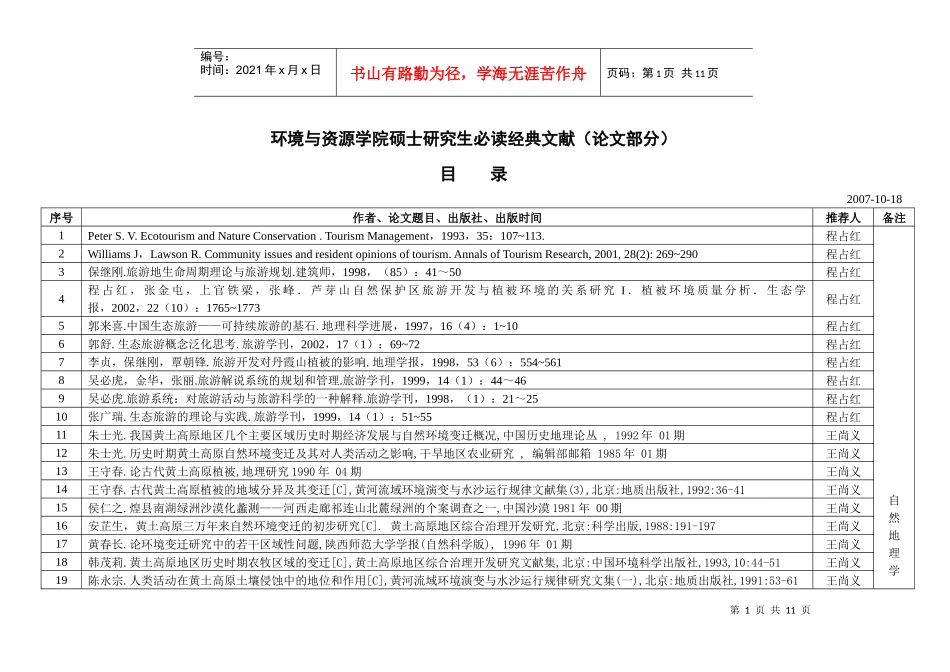 环境与资源学院硕士研究生必读经典文献(著作部分)_第3页