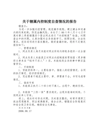 关于辖属内控规章制度细则自查情况的报告