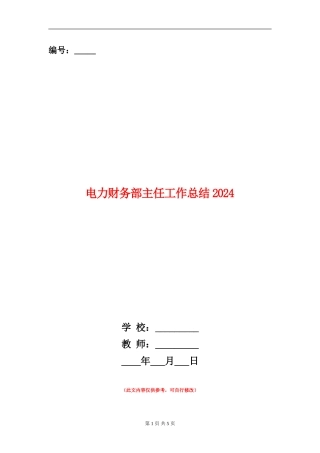 电力财务部主任工作总结2024