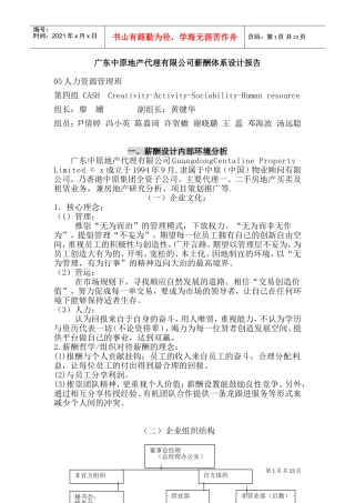 某某公司薪酬体系设计报告