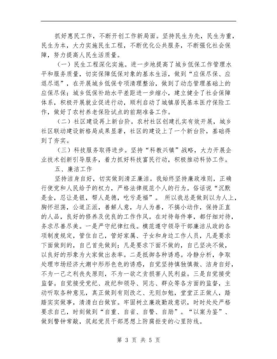 副镇长个人述职述廉报告_第3页