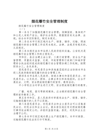 烟花爆竹安全管理规章制度细则