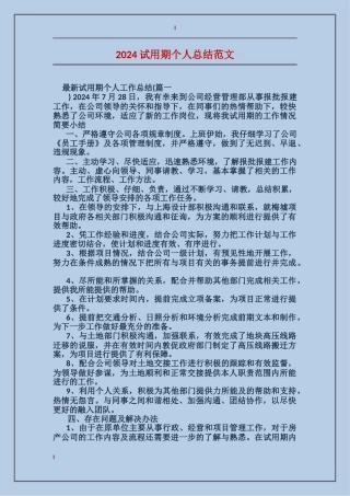 2017试用期个人总结范文