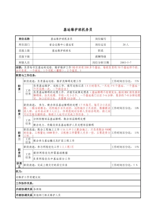 材料行业-省会运维中心基站室-基站维护班机务员岗位说明书