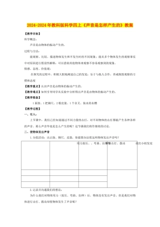 2024-2024年教科版科学四上《声音是怎样产生的》教案