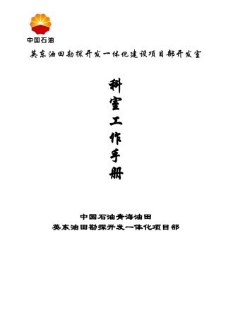 油田项目部开发室工作手册