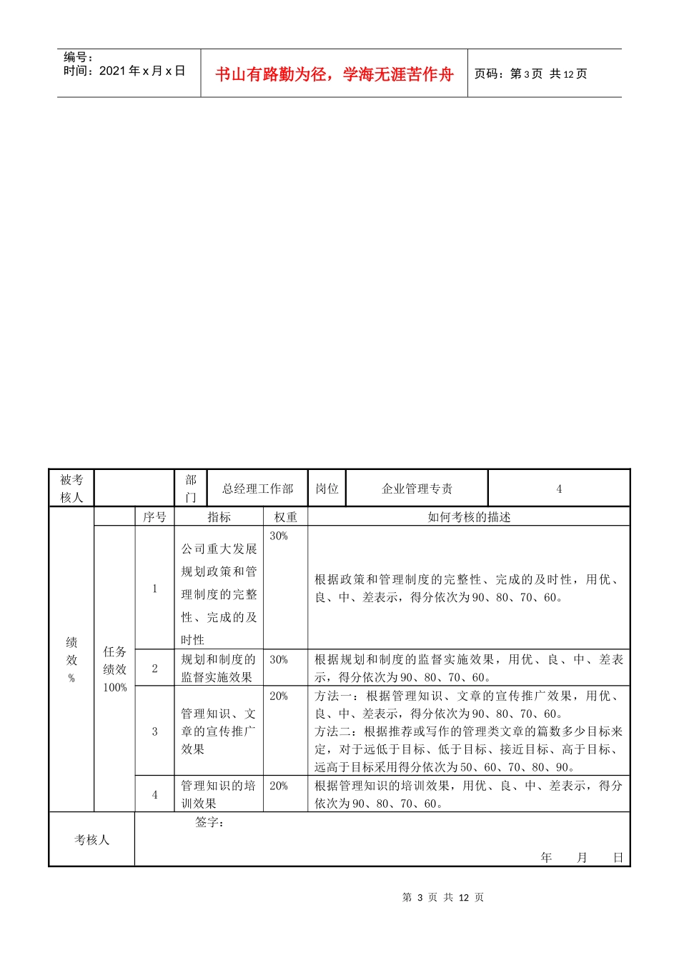 某发电企业总经理工作部任务绩效考核指标_第3页