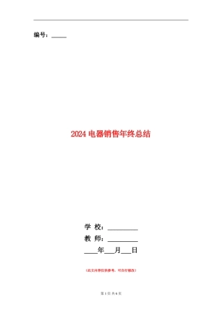 2024电器销售年终总结