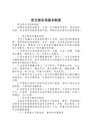 党支部各项基本管理规章制度