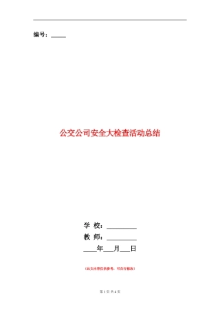 公交公司安全大检查活动总结