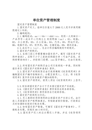 单位资产管理规章制度细则
