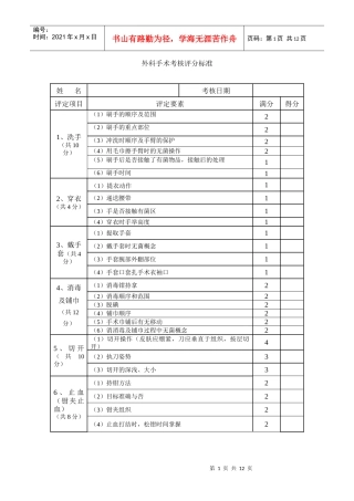 手术、操作、体检考核标准