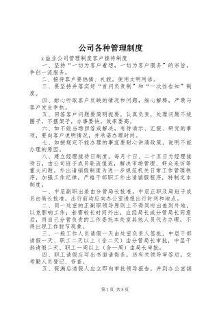 公司各种管理规章制度细则