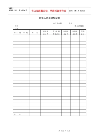 第三节 间接人员奖金核定表