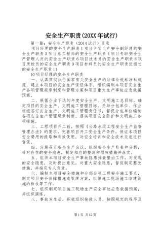 安全生产职责要求(20年试行)