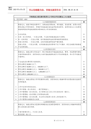 河南高速岗位评价因素定义与分级表