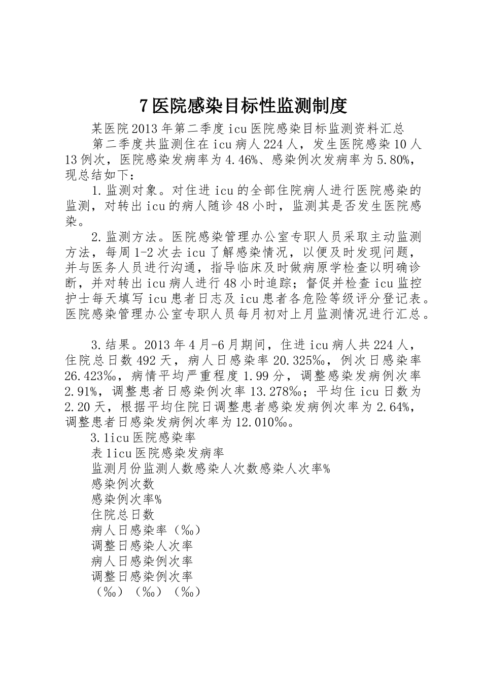 医院感染目标性监测规章制度细则_第1页