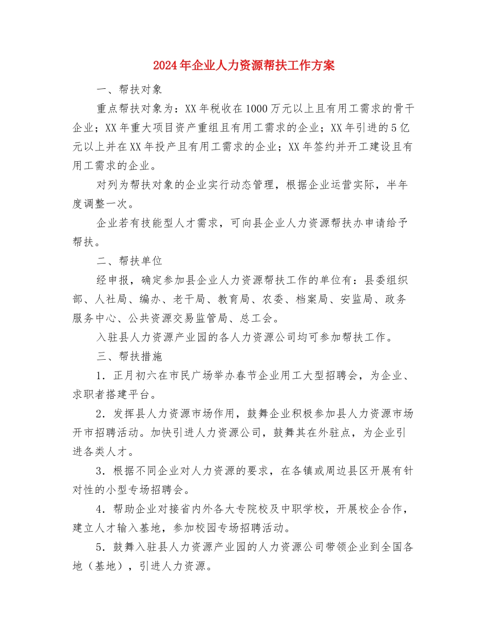 2024年企业三八节活动企划方案与2024年企业人力资源帮扶工作方案汇编_第3页