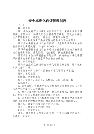 安全标准化自评管理规章制度
