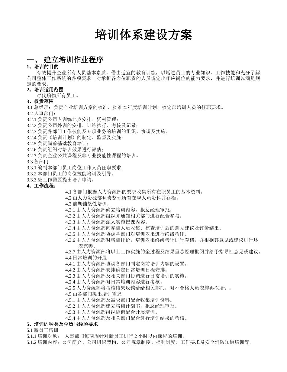 时代购物培训体系建设方案_第1页