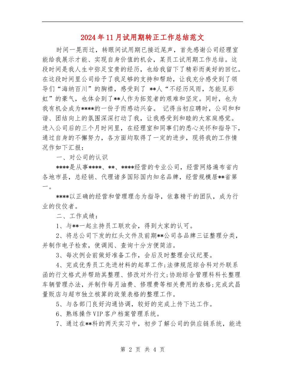 2024年11月试用期转正工作总结范文3_第2页