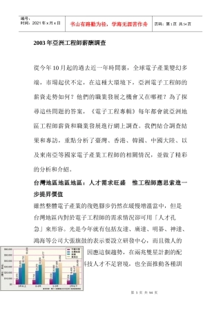 某年亚洲工程师薪酬调查