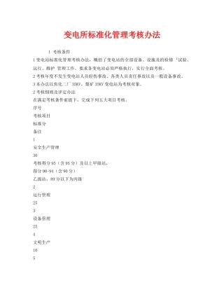 《安全管理制度》之变电所标准化管理考核办法 