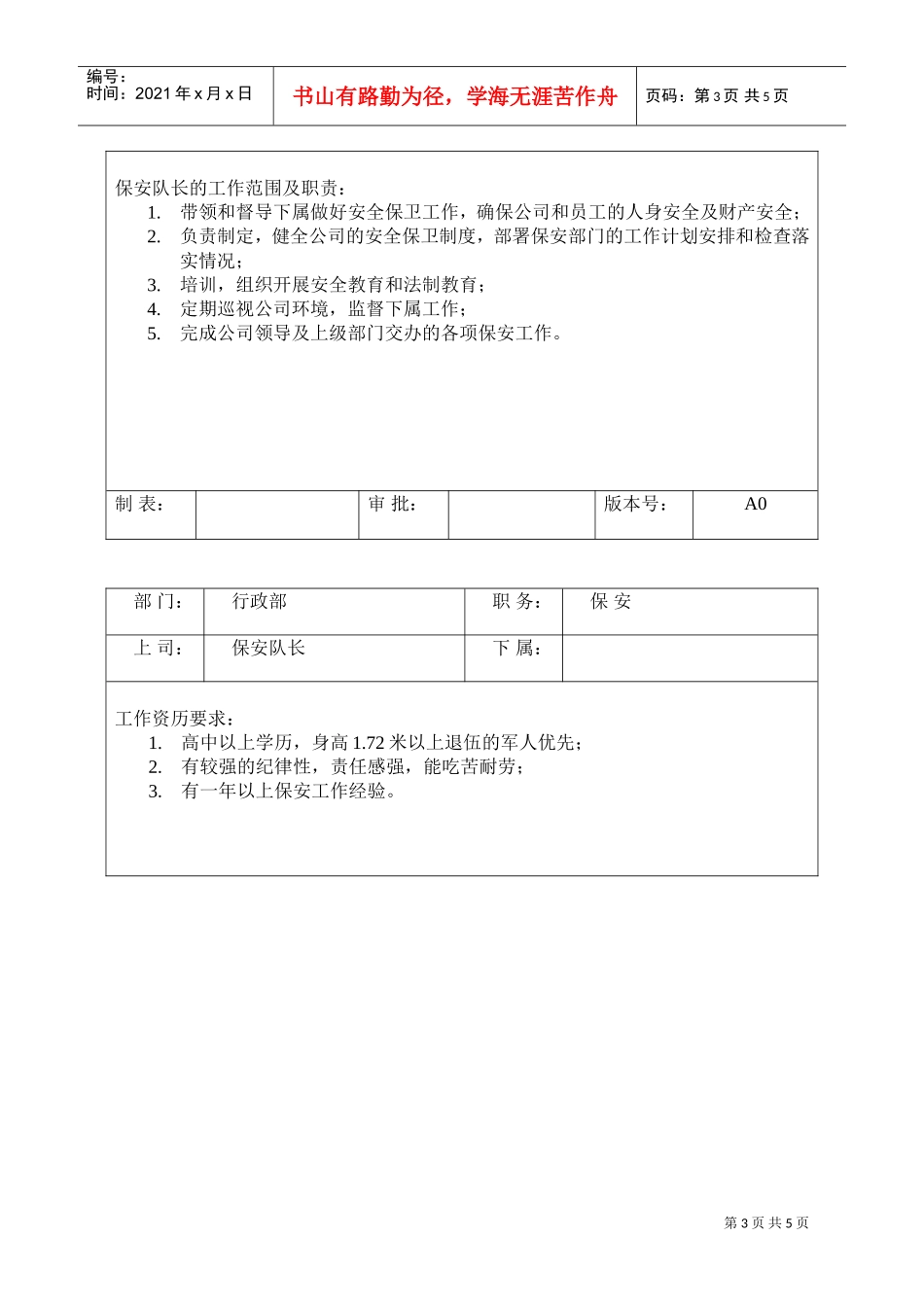 行政部各岗位职责与任职要求_第3页